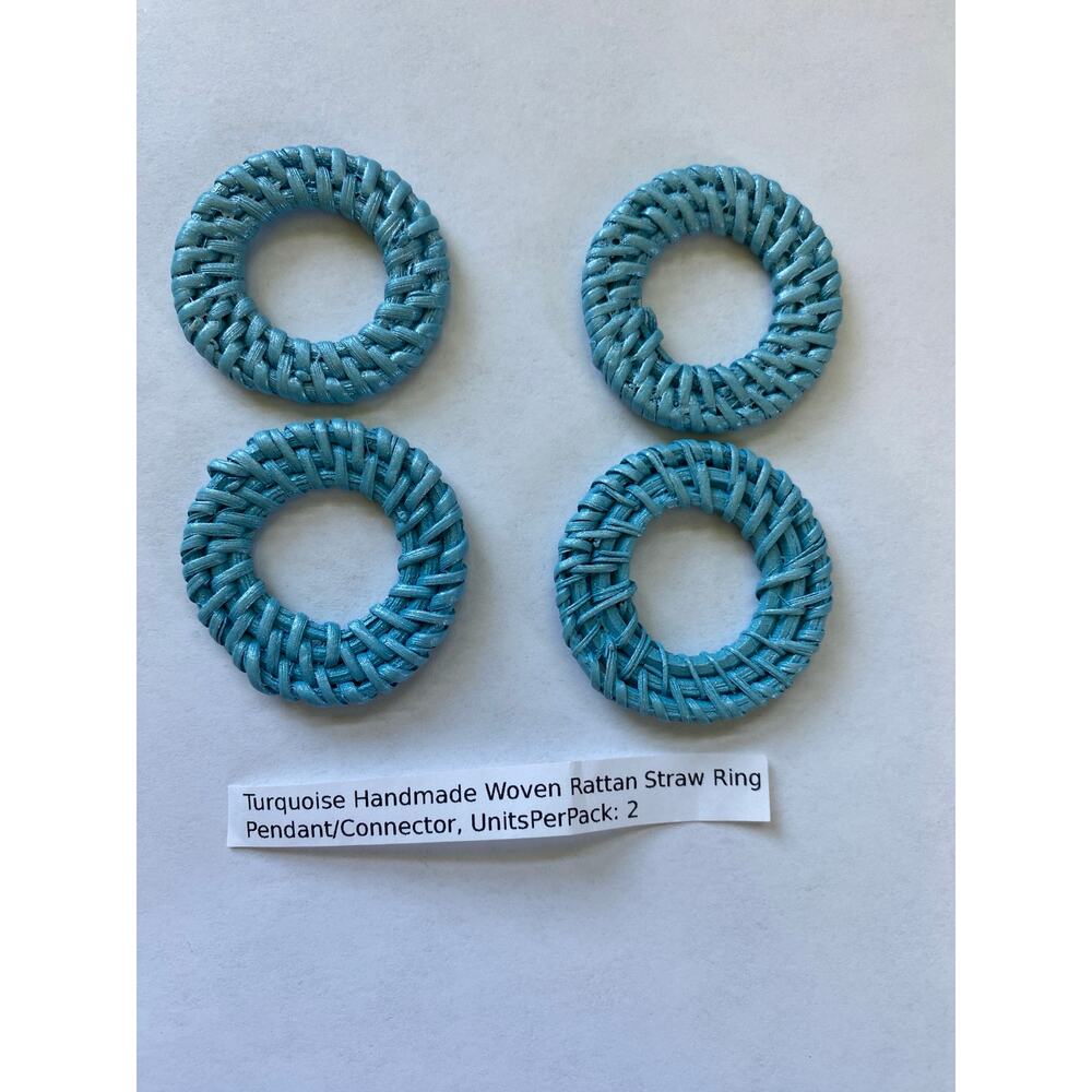 Handmade Woven Rattan Straw Ring Pendants Connectors